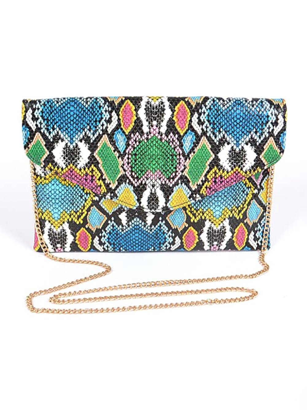 BNWT Mix Color Python Snake Print Envelope Clutch Crossbody Swing Bag